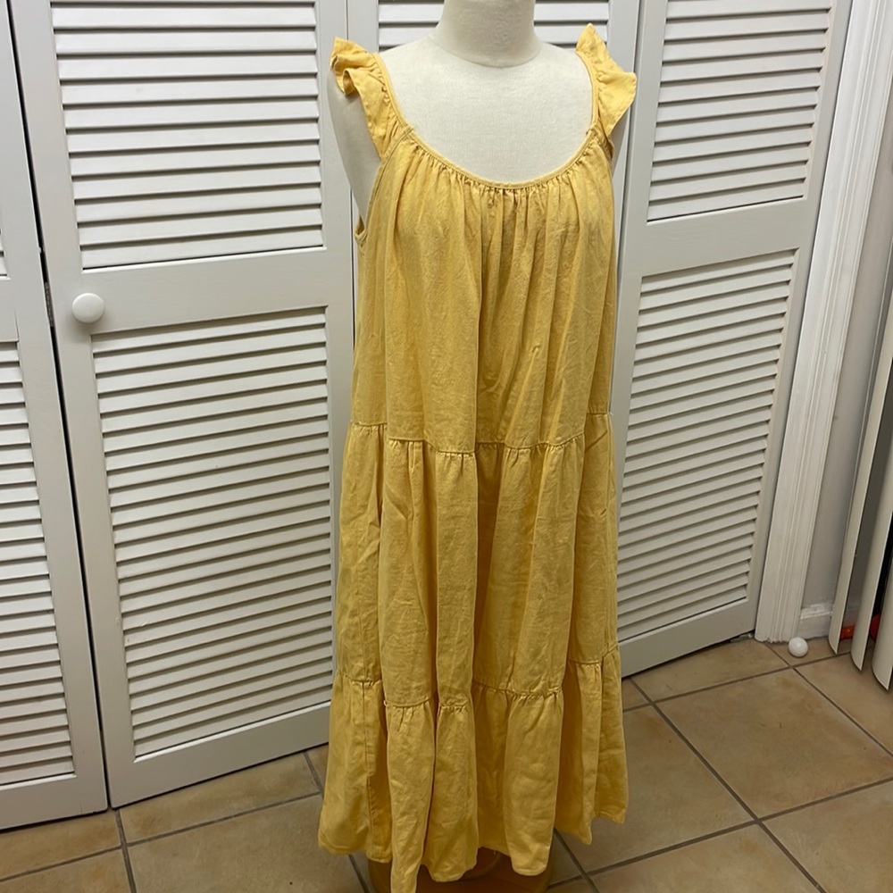 4Our Dreamers Pretty Marigold Linen Dress Size Large